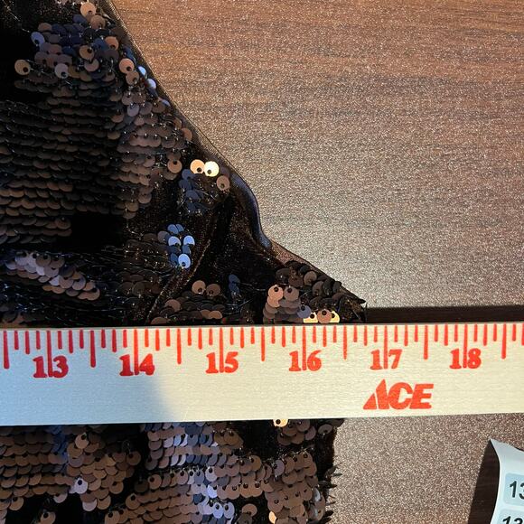 Blush Boutique Velvet Sequin  Strappy Sheath Dress Brown Bronze Size Large Party - Picture 10 of 14